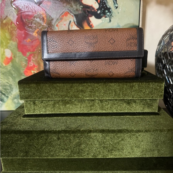 MCM Cognac and Black Leather Wallet - Picture 9 of 9